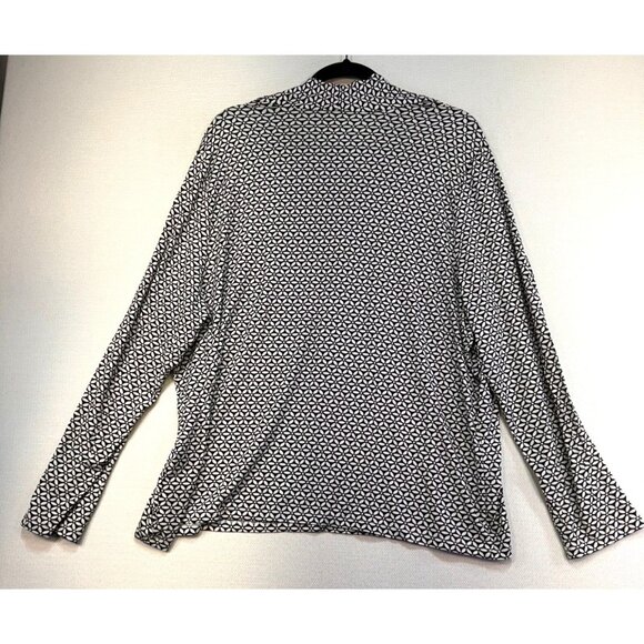 Talbots Womens Long Sleeve Blouse Plus Size 2X Black & White Geometric Pattern - Picture 7 of 9